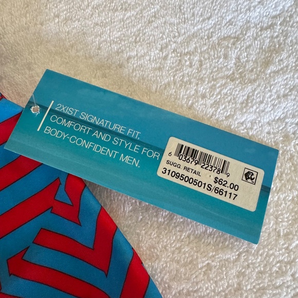 🎯 Vintage Score! 2(X)IST Cabo Swim Trunk - Blue & Red Pattern - NWT Small 🎯 - Picture 3 of 4